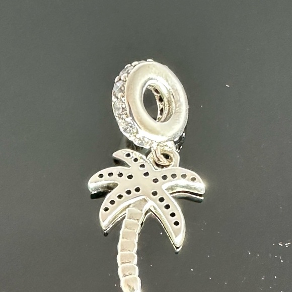 Pandora Palm Tree Dangle Charm 925 Ale Silver with CZ With Gift Box #173 - Picture 2 of 4